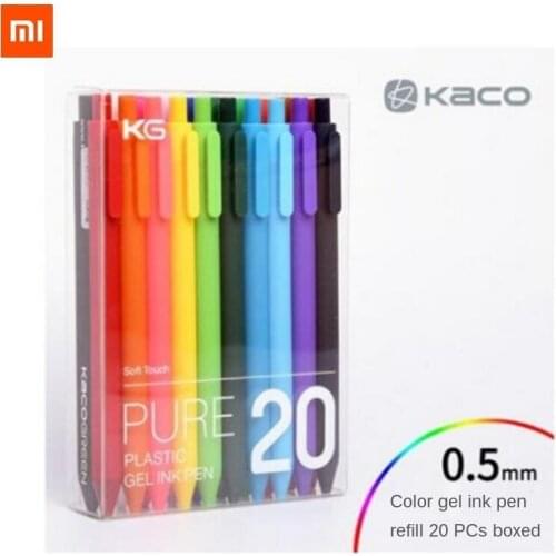 Xiaomi mijia pen KACO pure 0.5mm point 10 color 20 color gel pen soft touch gift box case Colorful sign pen