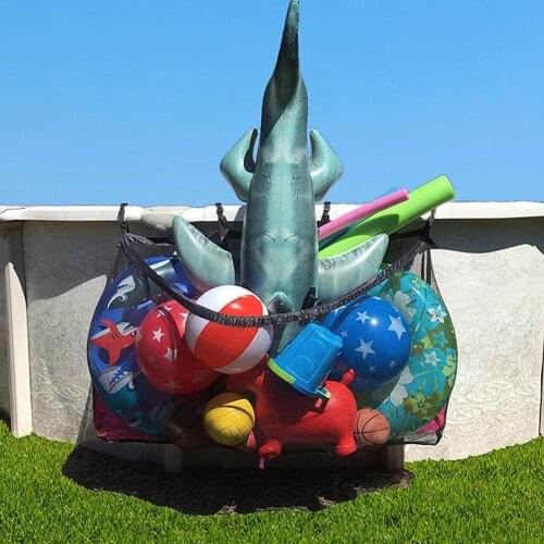 Ball Mesh Net Bag Adjustable Hanging Swimming Pool Storage Bag Durable Organizer Bag Foldable Portable Kid Ball Storage Net Bag