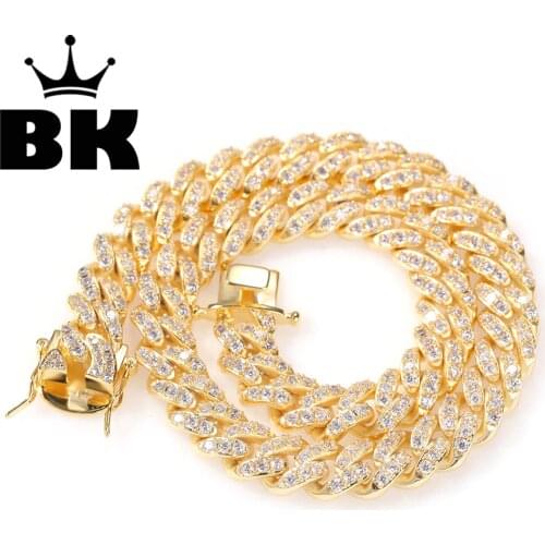 THE BLING KING 12mm encryption Micro Pave Iced CZ Cuban Link Necklaces Chains Gold Luxury Bling Bling Jewelry Fashion Hiphop