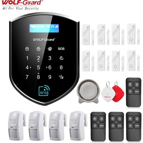 Wolf-Guard Wireless GSM SMS Wifi Smart Home Alarm System Security Burglar Door Sensor PIR Motion Detector Remote Controller