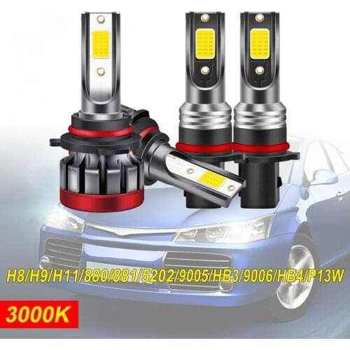 2pcs 100W Yellow 3000K LED Fog Light Bulbs H8/H9/H11 /880/881/5202/ 9006/HB4/9005/HB3/P13W DRL Car Daytime Running Light