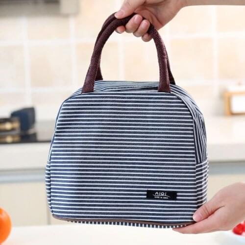 Waterproof Portable Lunch Striped Bag Picnic Cold Insulation Bag Folding Fresh Keeping Insulation Ice Pack Ice Box