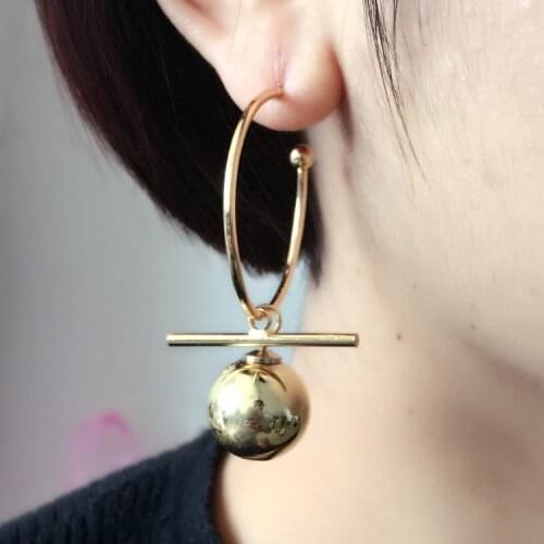 2017 Punk Style Big Metal Beads Drop Earrings Women Party Statement Hanging Dangle Earrings Fashion Jewelry Pendientes