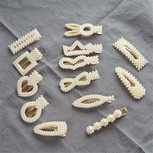 1 Pcs New Fashion Women Pearl Hair Clip Snap Hair Barrette Stick Hairpin Hair Styling Accessories For Women Girls Dropshipping