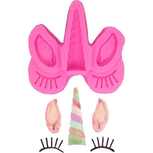 Unicorn eyes and ears silicone mold Cake Decorating Tools DIY Soft Fondant Mould Chocolate Mousse Baking Mold Plaster Mold 1Pcs