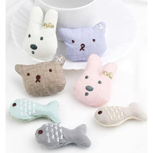 10pcs/lot DIY Handmade Cute wire rabbit bear fish Padded Patches Appliques For Clothes Sewing Supplies DIY Hair Decoration