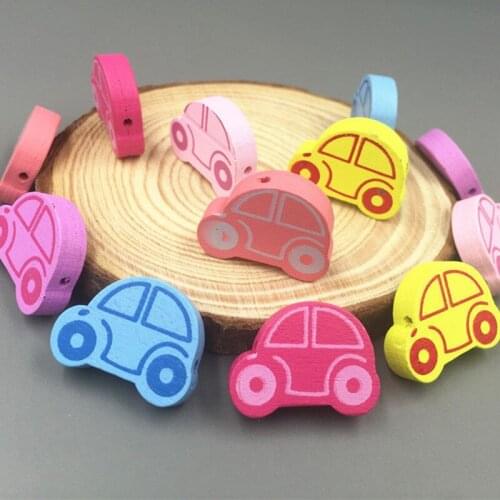 DIY 100PCS Wooden Car shape Loose Beads craft beads Necklace Make Accessories 25mm