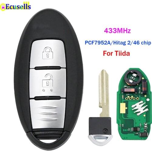 2 Button Smart Remote Key FSK 433MHz with PCF7952A / HITAG 2 / 46 Chip for Nissan TIIDA 2017