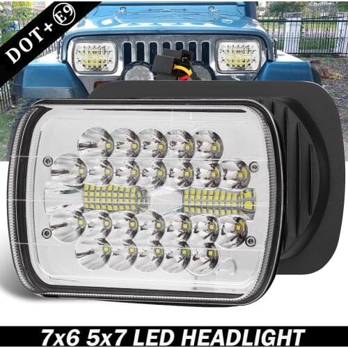 2pcs 180W 5x7 Headlights 7x6 LED Headlamp Hi/Lo Beam Daytime Running Light for Ford E-100 E-150 E-250 E-350 Auto Parts