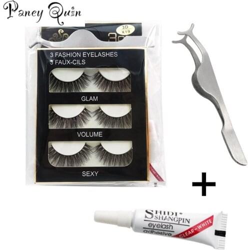 3Pairs Makeup Magnetic Eyeliner False Eyelashes Set Glue-free Eyelashes Thick Bushy Curly Eyelash Extend tweezers kits Wholesale
