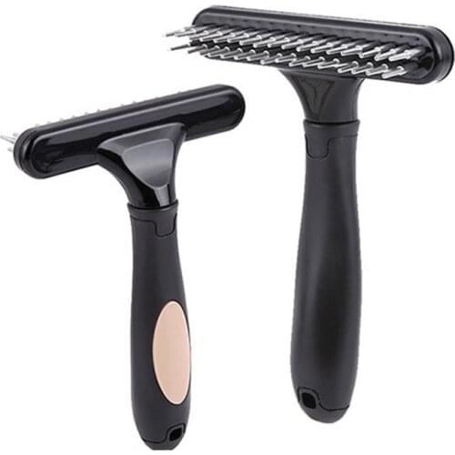 4 Colors Pet Grooming Comb Double Row Pins Undercoat Rake for Dogs & Cats Professional Pet Shedding Tool with Rotating Pins