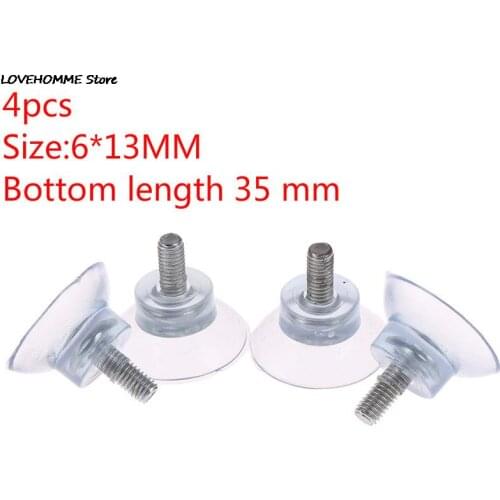 4Pcs M6 Screw Rubber Suction Cup Transparent Sucker Plastic Hooks For Glass Table Tops Storage Tool