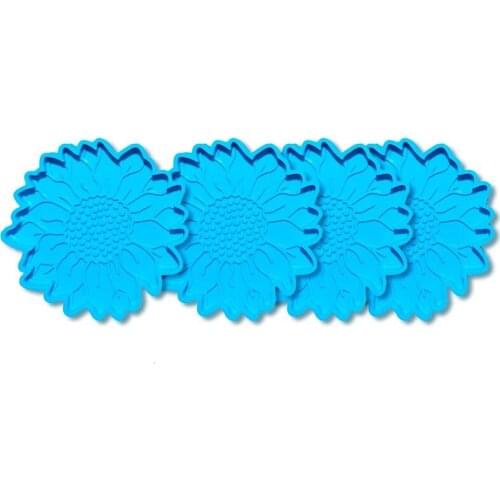 4Pcs Sunflower Coaster Resin Molds, Sun Flower Coaster Silicone Molds for Resin Casting, for DIY Craft Table Decoration
