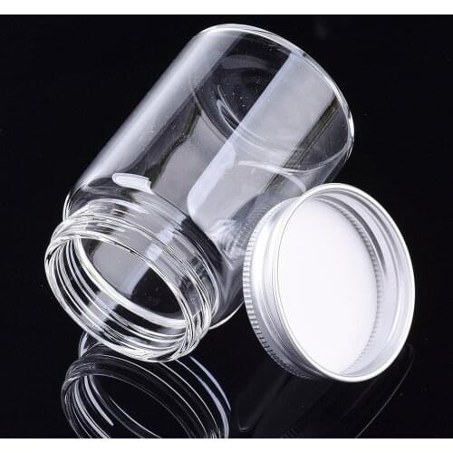 5pcs Clear Glass Bottles Bead Containers with Aluminium Screw Caps For Jewelry Findings Storage Display Box Bollte 71x47mm