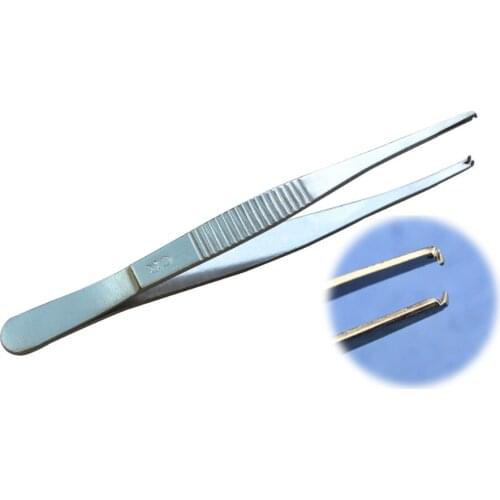 5Pcs/Pack Surgical Long Straight Stainless Steel Tweezers Toothed Hook Dental Forceps Extraction Hemostat Medical Porcket Tool