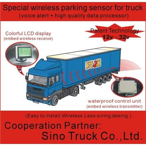 Wireless LCD display truck parking sensor 24 voltage for truck