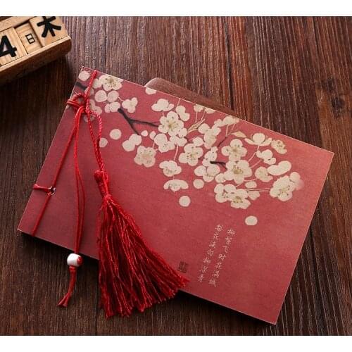 Chinese Tradtional Vintage Style Diary Notebook Small Mini Memo Pad Stitching Binding Softcover Flower Printed Notepad Planner