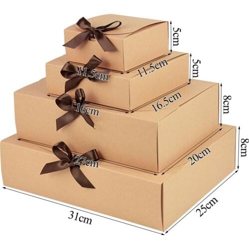 White/Kraft/Black Gift Box Present Paper Bag Packaging Wedding Birthday Christmas Handmade Candy Chocolate Event & Party Supplie