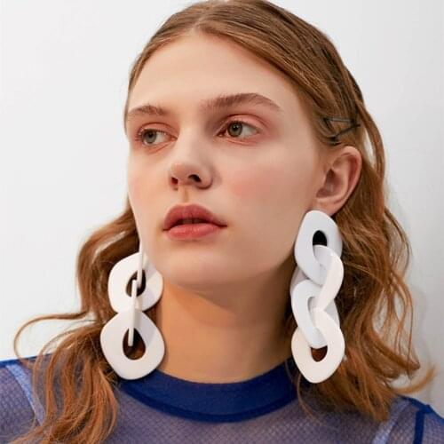 FishSheep Statement Za Acrylic Long Drop Earrings 2018 Fashion Resin Acetate Geometric Big Dangle Earring For Women Jewelry Gift