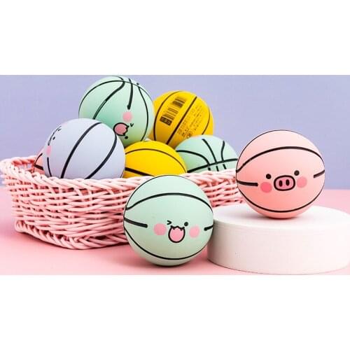 Fidget toy cartoon rubber bouncy ball childrens mini trumpet basketball high-elastic decompression model student kid toy