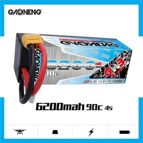 Gaoneng GNB 14.8V 6200MAH 4S 90C Hardcase LiPo Battery Pack With XT60 Connectors T Plug for RC Car four Drive RC Car Boat