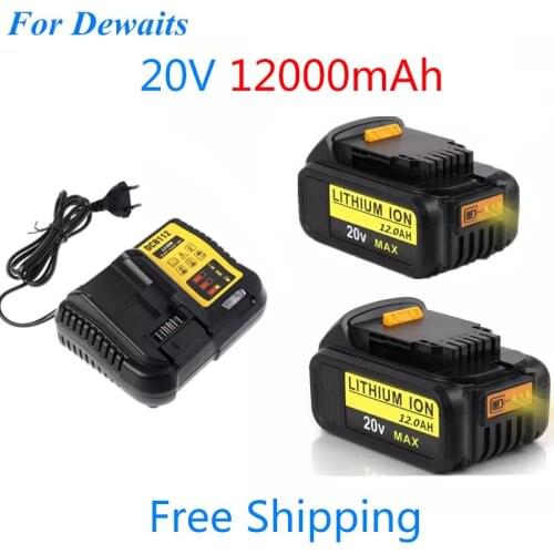 20V 12000mAh Max. Battery Replacement Tool for DeWalt DCB184 DCB181 DCB182 DCB200 20V 5A 20 Volt 20V Battery + 3A Charge