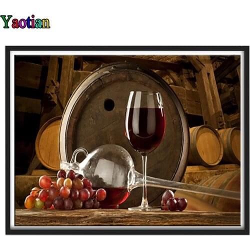 Full Drill Square Diamond Painting Still Life Grape And Wine Glasses Cross Stitch Diamond Embroidery Sale 5D DIY Mosaic Decor