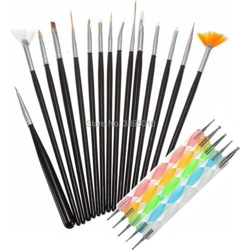 20Pcs/Set Nail Brushes Design Set Dotting Painting Drawing Nail Art Nail Tools Polish Brush Pen F1113