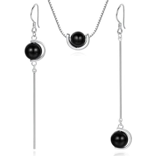 Silver Jewelry Sets 100% 925 Sterling Silver Jewelry Sets With Black Onyx Stone