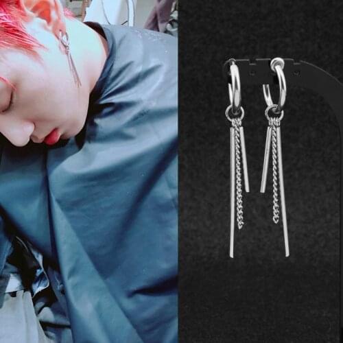 KPOP Idol same Stud Earrings Punk Ear Tassel Earrings Korean boys Jung Kook Hip Hop Jewelry Accessories For Men Women Brincos