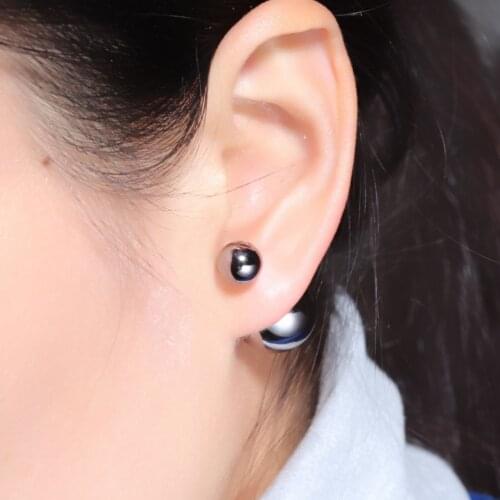 DoreenBeads Fashion Round Acrylic Double Sided Ear Post Stud Earrings Ball For Women Party Club Earrings Jewelry 8mm 16mm,1Pair