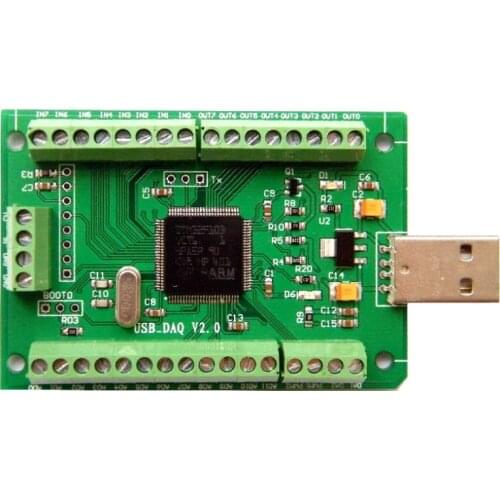 Mini USB DAQ Data Acquisition Module 0-3.3V Analog 12 ADC, 2 DAC, digital 8DI 8DO, PWM input output, Counter, screw terminal