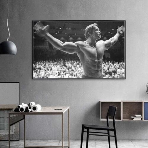 Schwarzenegger Bodybuilding Wall Art Poster Sport Fitness Motivational Canvas Painting Black White Vintage Poster for Home Decor