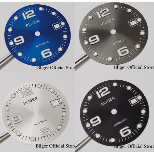 Stainless Steel Blue/Grey/Silver 31.5mm Watch Dial Date Window fit MIYOTA 8215 MINGZHU 2813 Movement