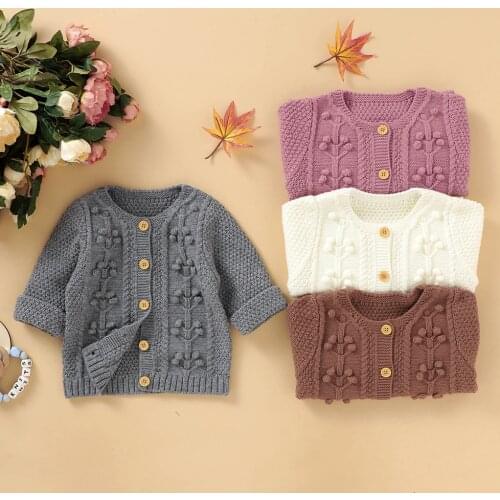 New baby Knitted sweater coat Newborn Infant Baby Girl Boy Winter Jacket Warm Button Coat Knit Outwear Sweater Korean fashion Y4
