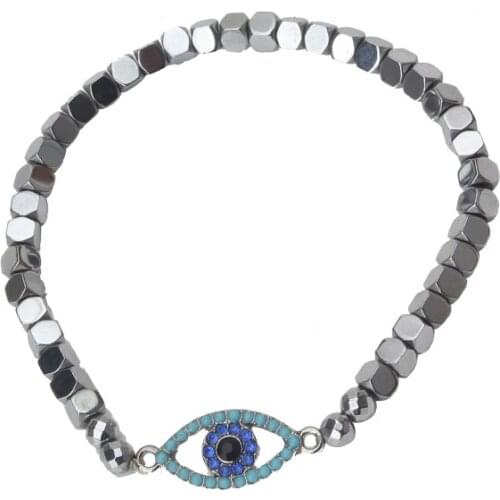 EVIL EYE 1pcs new fashion evil eye black/white bead bracelet trendy round evil eye hand bead braclet for woman man jewelry