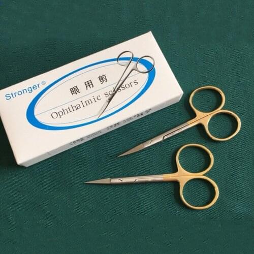 Ophthalmology instrument gold handle cosmetic plastic scissors double eyelid fine express, total length 9.5cm