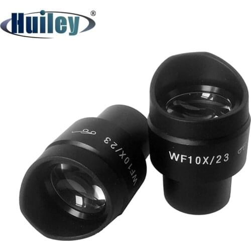 2PCS WF10x Eyepiece with Rubber Eye Cups Diopter Adjustable Mounting Size 30 mm Field of View 23 mm for Stereo Microscope