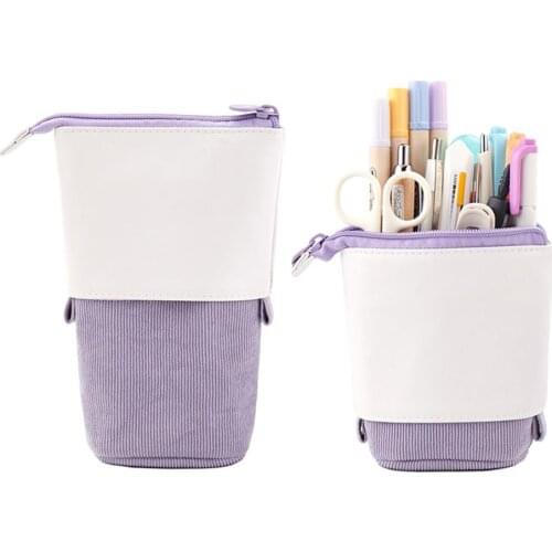 Creative Retractable Pencil Case School Stationery Storage Bag Kawaii Solid Color Pen Case Cute Pen Holder Gifts For Kid Pen Bag