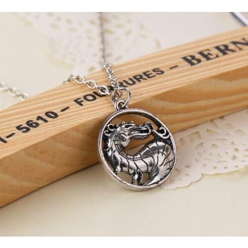 Wholesale 50pcs/lot Mortal Kombat Necklace Vintage Dragon Pendant Necklace For Women&Men