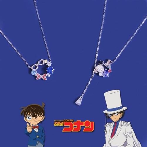 Japanese Anime Detective Conan Kaitou Kiddo Necklace Pendant Earrings Jewelry Set Cosplay Accessories Women Men Birthday Gifts