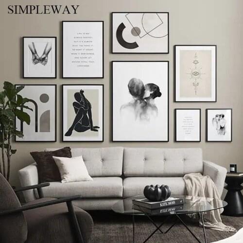 Romantic Couple Hand Poster Geometry Abstract Canvas Wall Print Art Painting Nordic Motivational Quotes Home Decoration Picture