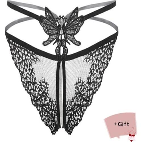 Sexy Panties butterfly open crotch T pants transparent temptation thong Hollow Private G-String Erotic For Women Bikini Panties