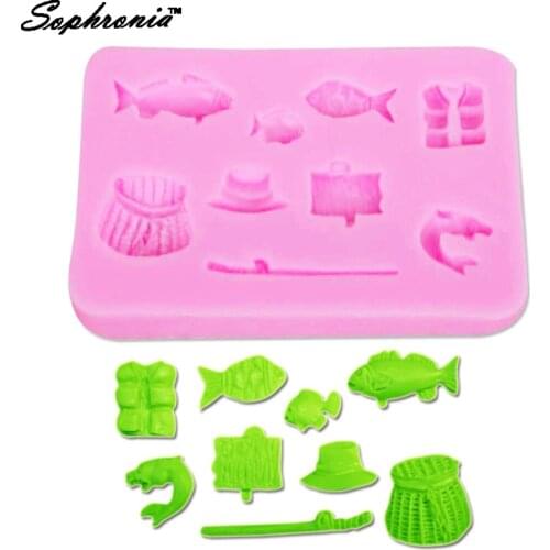 Sophronia Fishing Tackle Fishes 1pcs UV Resin Silicone Mold for decorative-craft Jewelry Flower Dried Epoxy Resin F1037