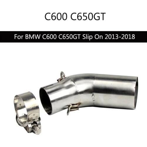 Slip On for BMW C600 C650GT 2013-2018 Motorcycle Exhaust Pipe 51 mm Mid Pipe Stainless Steel Elbow Modified for Scooter Side Tip