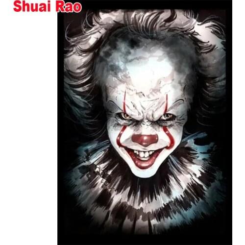 Horror clown diamond painting men diamond embroidery full square round diamond mosaic wall stickers halloween gift