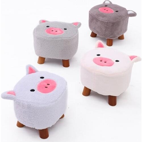 Stools Small Real Wood Cartoon Bedroom Furniture Little Pig Step Lovely Wood Chair Tabouret Pliant Bench Children Footstool