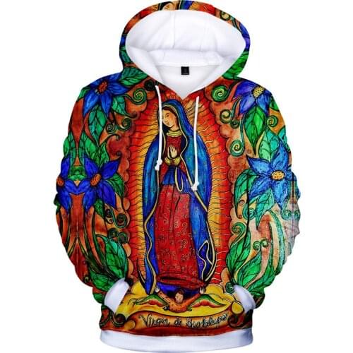 12 To 20 Years Kids Hoodies Our Lady Of Guadalupe Virgin Mary Catholic Mexico hoodies harajuku 3D design Catholic Men/Women Coat