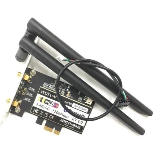 WDXUN Wireless-AC 8265 867Mbps 802.11 AC Dual Band Desktop PCI-E WiFi Adapter PCI Express Card for Intel 8265AC + Bluetooth 4.2