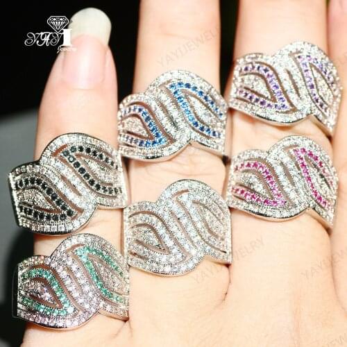 YaYI Jewelry Fashion Princess Cut Prong Setting White Cubic Zirconia Silver Color Engagement Wedding Party Leaves Gift Rings